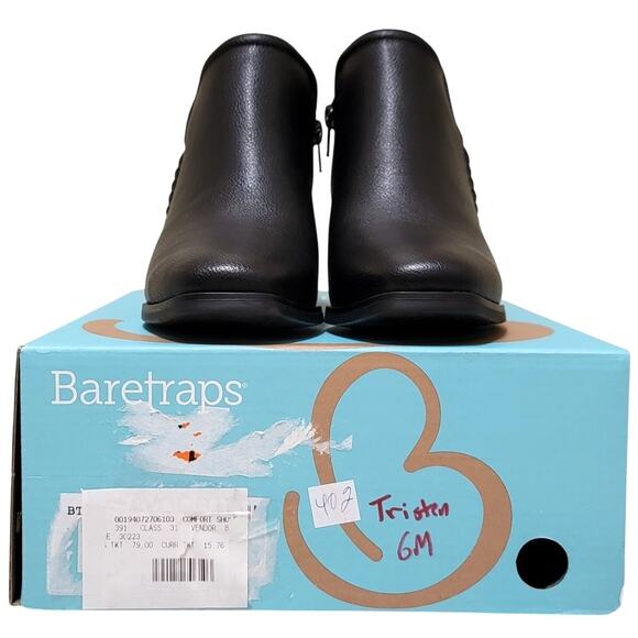Baretraps Women Tristen V Cut Ankle Booties Size US 6M Black Faux Leather - Picture 5 of 5
